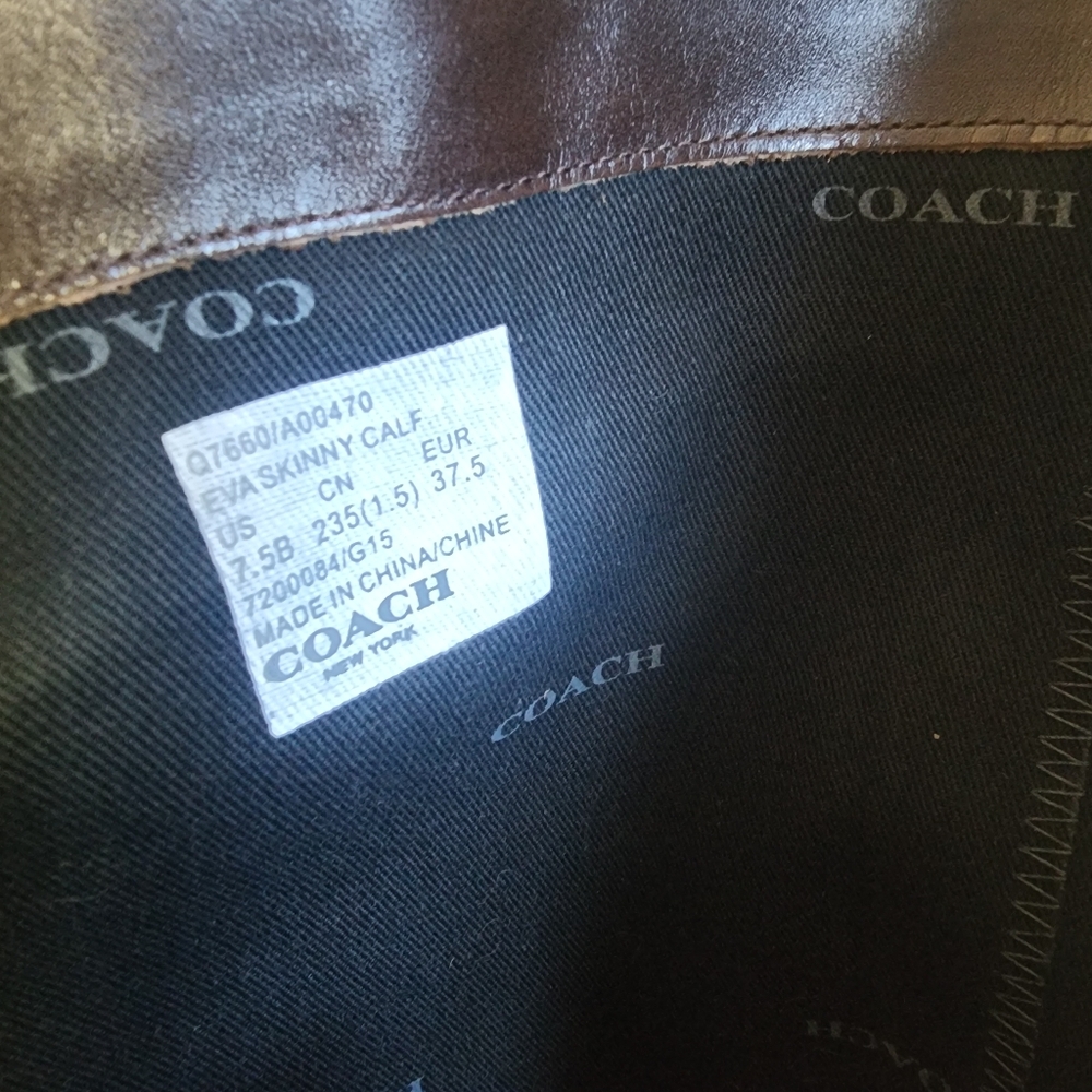 Coach Knee High Brown Leather Boots 7.5B - Picture 11 of 16